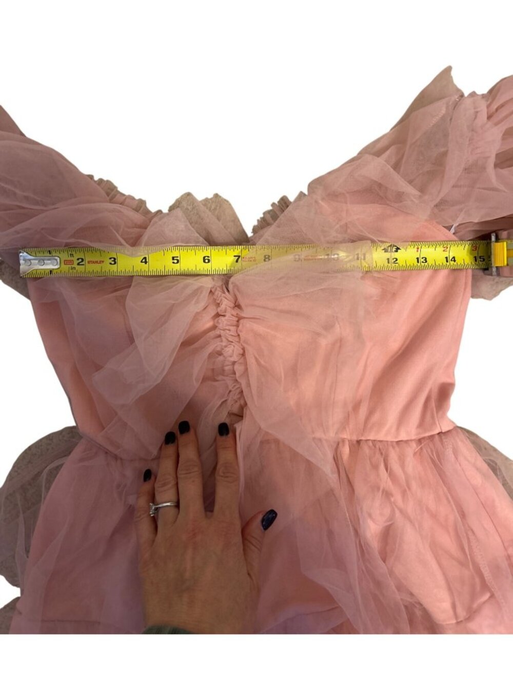 NWT Simplee Fairycore Princess Ballet Blush Pink Tulle Sz S Off Shoulder Dress - Picture 8 of 10